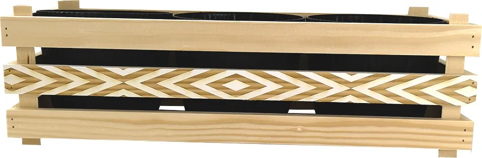 AMADEA Drevený obal s kvetináči s motívom kosoštvorcov, 47x17x15cm Český výrobok