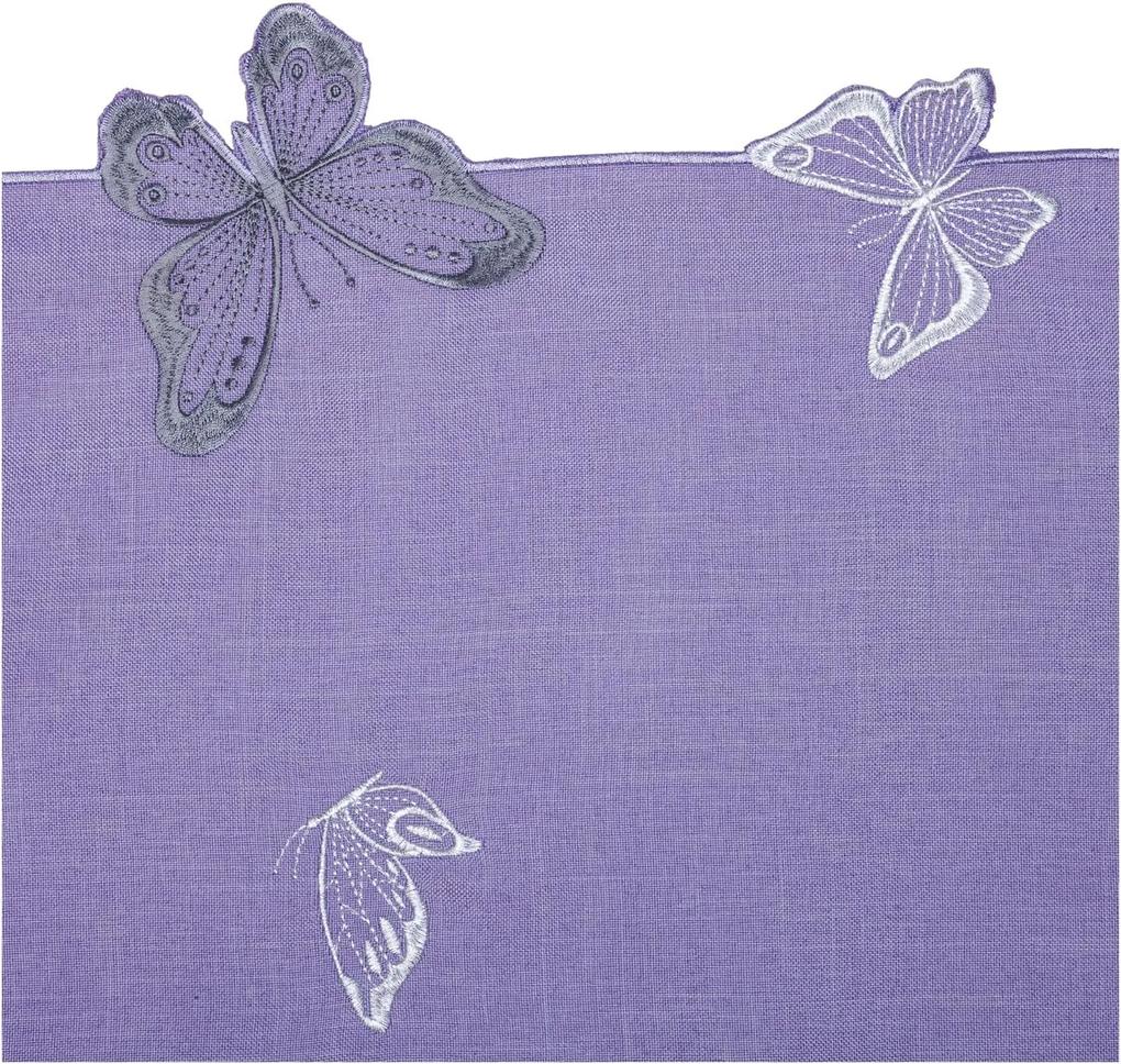 Weltbild Behúň na stôl Violet s motýľmi, 140 x 40 cm