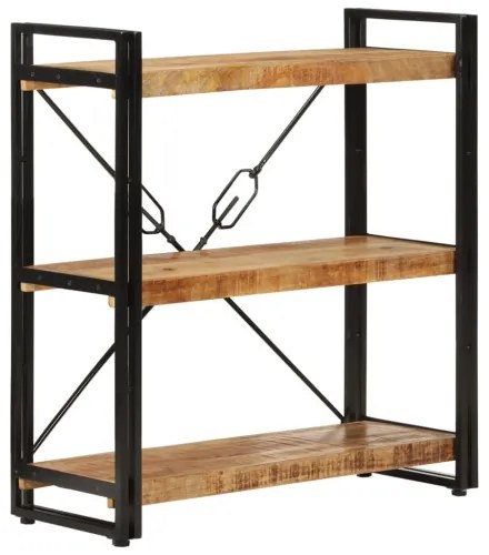 vidaXL Knižnica s 3 policami 77x30x80 cm mangovníkový masív a železo-