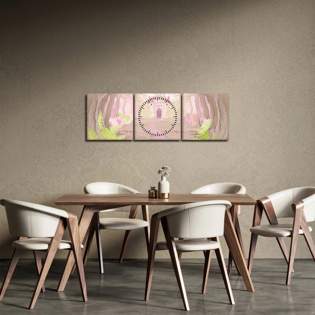 Obraz - Cesta do ružového kráľovstva (s hodinami) (90x30 cm)