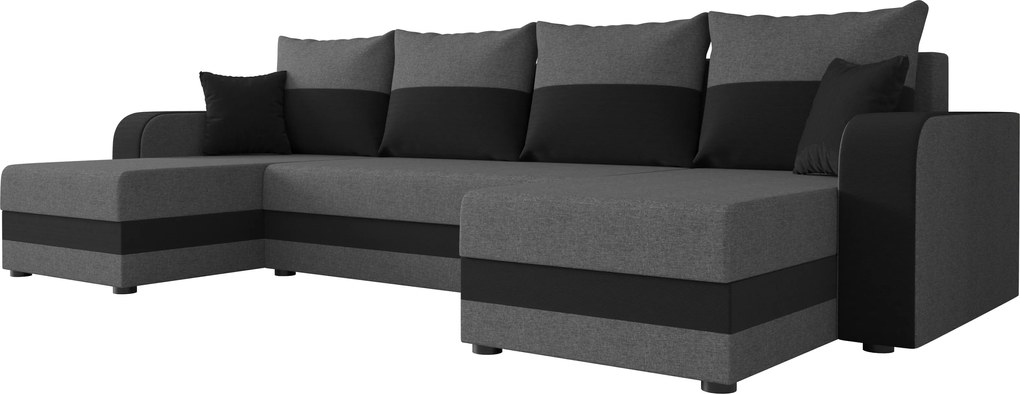 Rozkladacia sedacia súprava do U VALERIO 305x140 cm, tmavosivá/antracitová