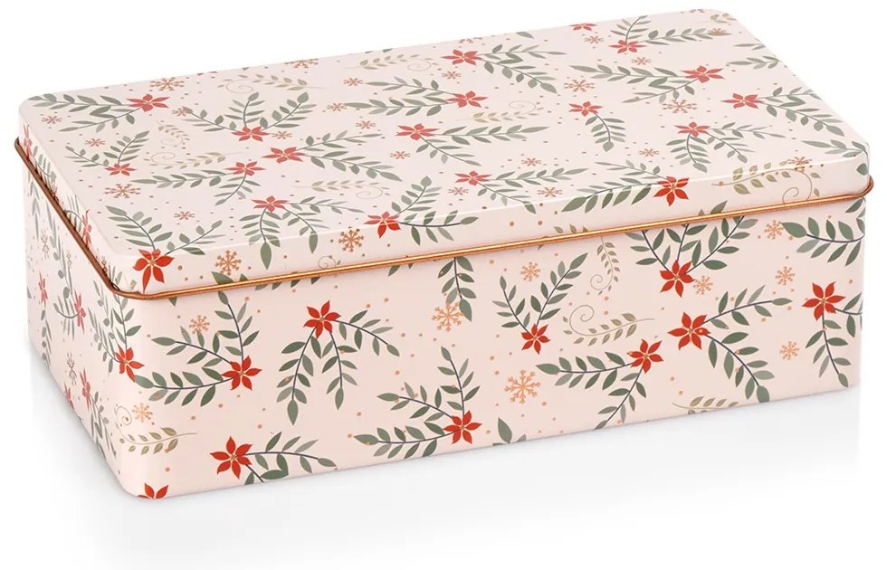 VILDE Plechová dóza na pečivo / sušienky, vianočný motív - 21,5 x 12 x 7 cm