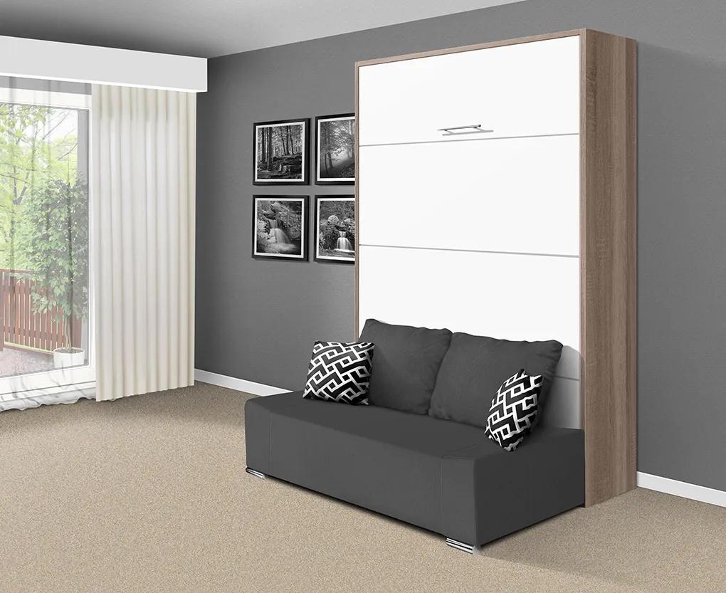 Nabytekmorava Sklápacia posteľ s pohovkou VS 21058P 200x120 farba pohovky: Krémová, Typ farebného prevedenia: Antracit / dvere biele LESK