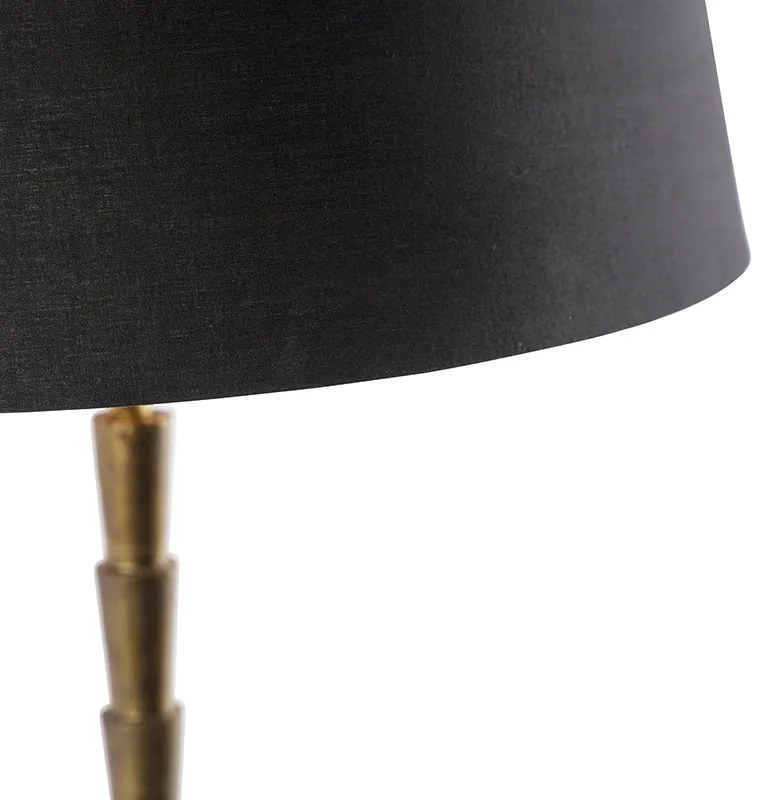 Art Deco stolná lampa bronzová s čiernym bavlneným tienidlom 35 cm - Pisos
