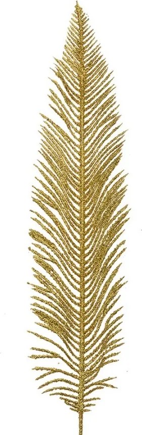 Zlatá vianočná umelá trblietavá dekorácia dlhý list - 7*1*45 cm