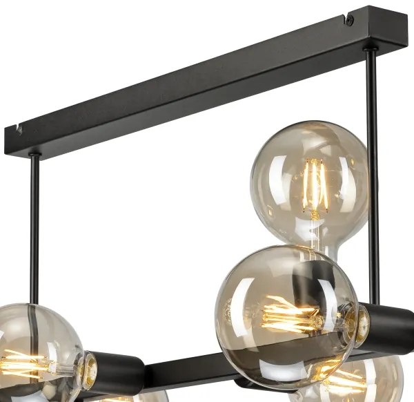 Luster na tyči ASTRID 8xE27/60W/230V čierna