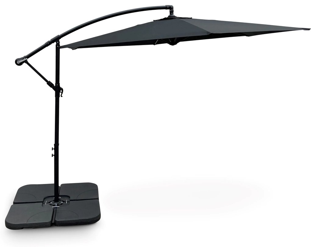 Záhradný slnečník Hook pr. 3m čierny + závažie