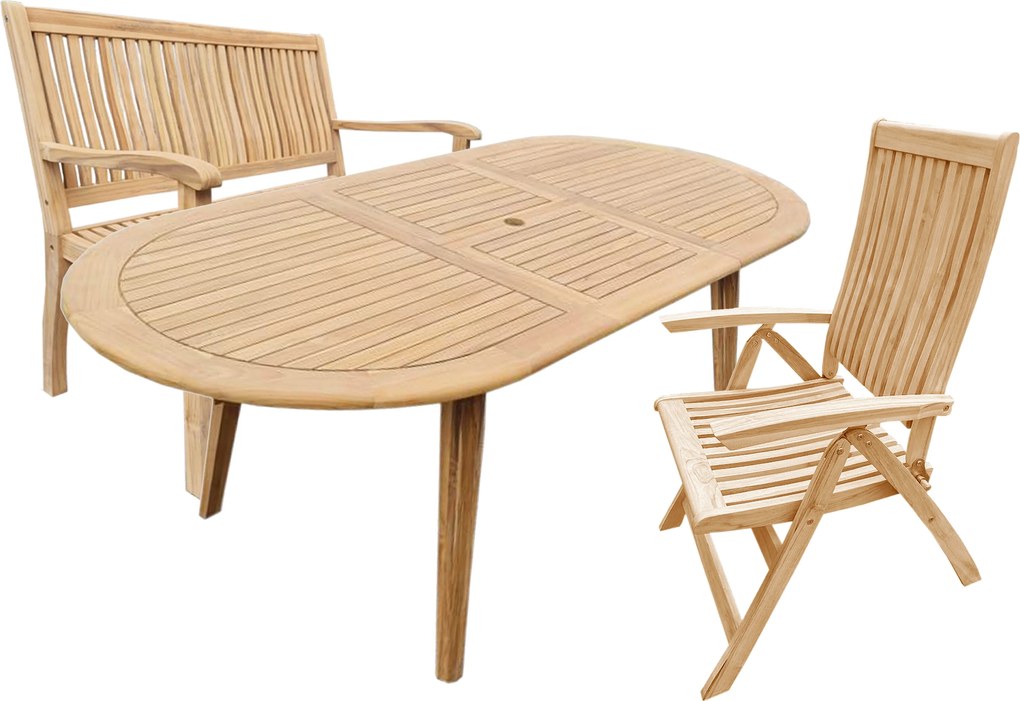 Doppler TECTONA - drevený rozťahovací teakový stôl 150/200x95 cm - 2. KVALITA (N294)