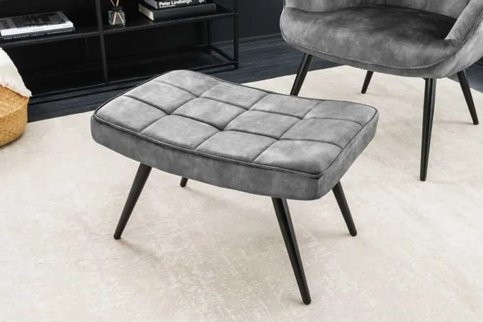 Moderný taburet Malmö zamat šedá 60cm