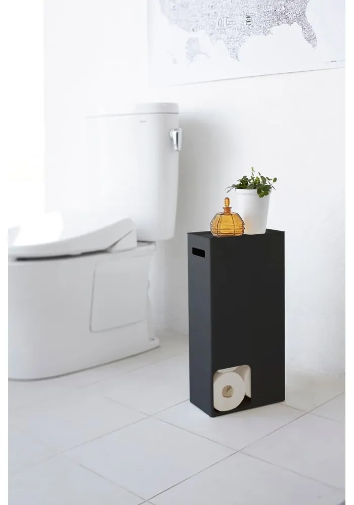 Čierny kovový zásobník na toaletný papier Yamazaki Tower