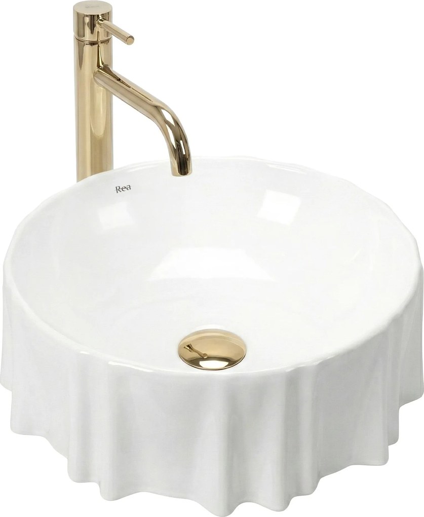 Rea Anastazja, umývadlo na dosku 390x390x135 mm, biela lesklá, REA-U0639