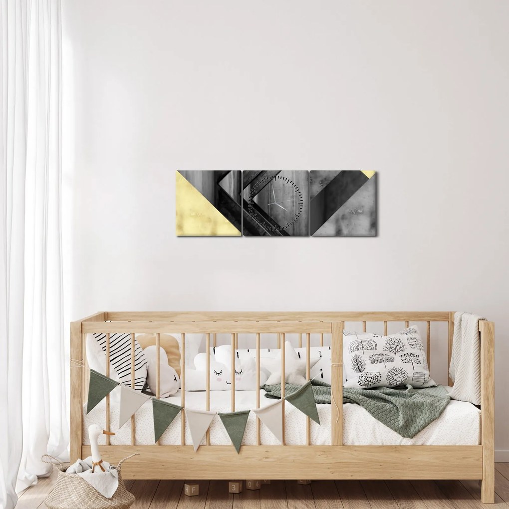 Obraz - Textúrované tvary (s hodinami) (90x30 cm)