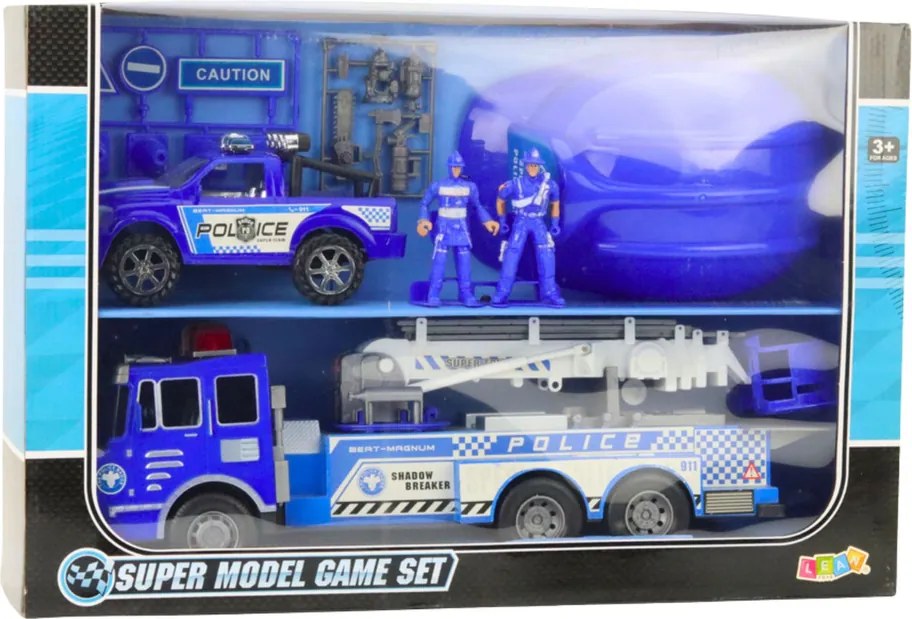LEAN Toys Veľká policajná súprava figúrky prilba pre dieťa modrá
