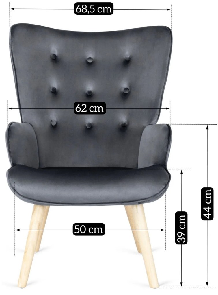 Čalúnené kreslo LOZANO s podnožkou sivé