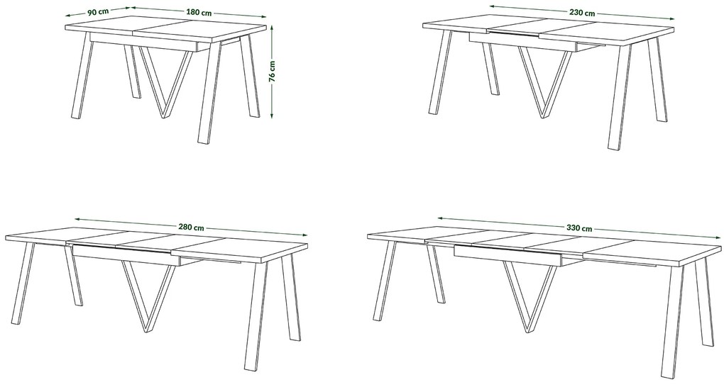 AVERY Dub Artisan/spodok béžový- LOFTOVÝ / PRIEMYSELNÝ STÔL DO OBÝVAČKY/ JEDÁLNE ROZKLADACÍ DO 330 cm!