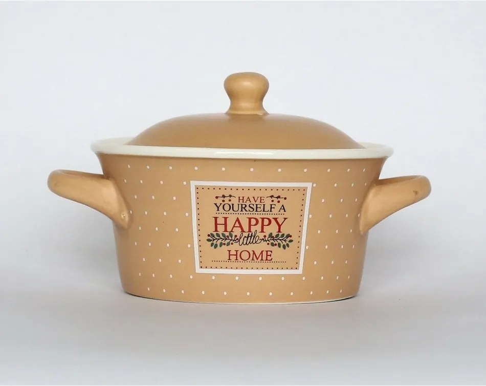 Altom Zapekacia miska s pokrievkou Happy Home 300 ml, béžová