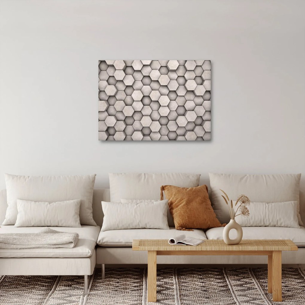 Obraz - Hexagóny v betónovom dizajne (70x50 cm)