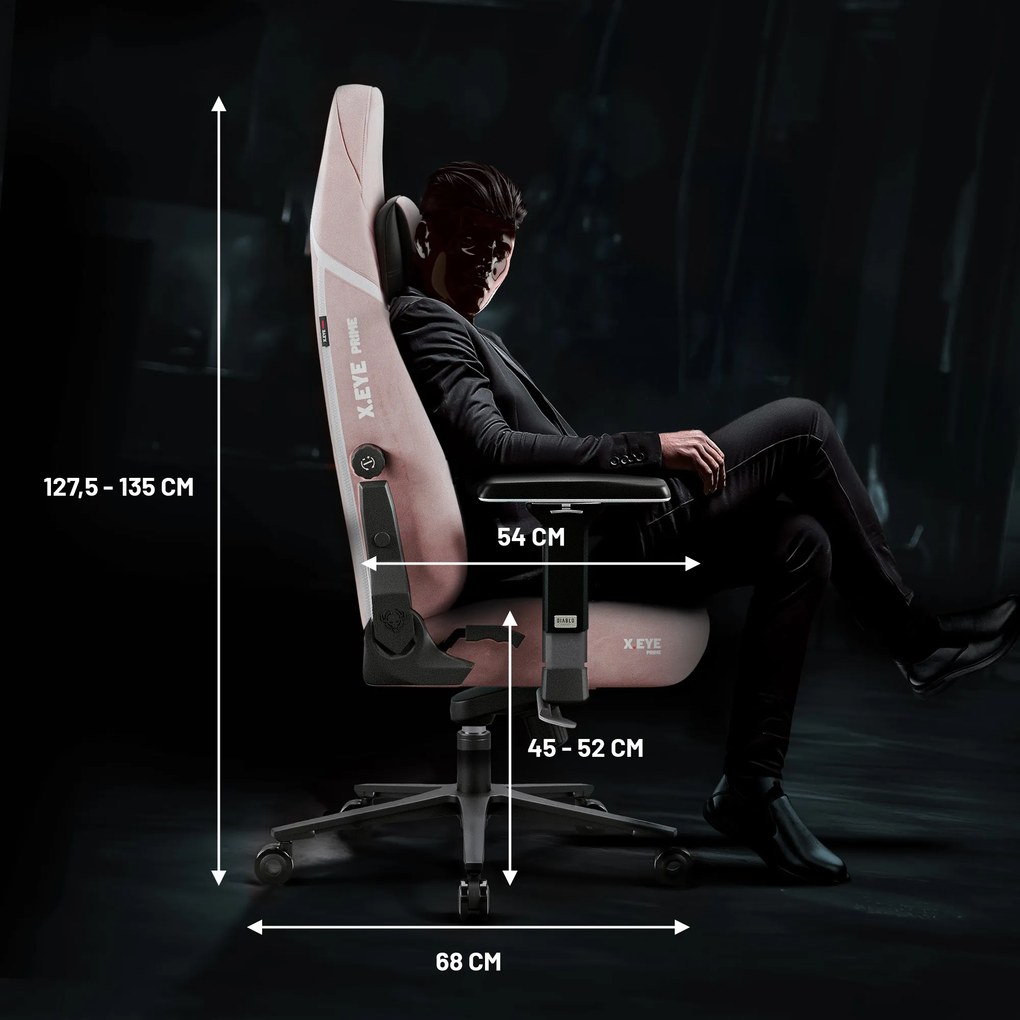 Herné kreslo Normal Size v čierno-ružovej farbe: Diablo X-Eye Prime Akira Pink