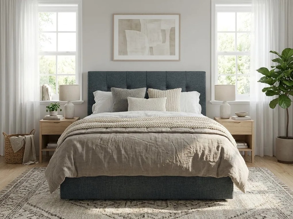Čalúnená posteľ boxspring DIRELIS VIBE 160x200 cm tmavosivá Matrac: Bonell pružinová matrac
