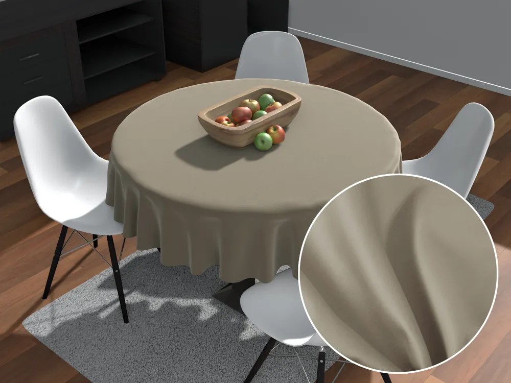 Biante Okrúhly bavlnený saténový obrus ST-021 Latte Ø 100 cm