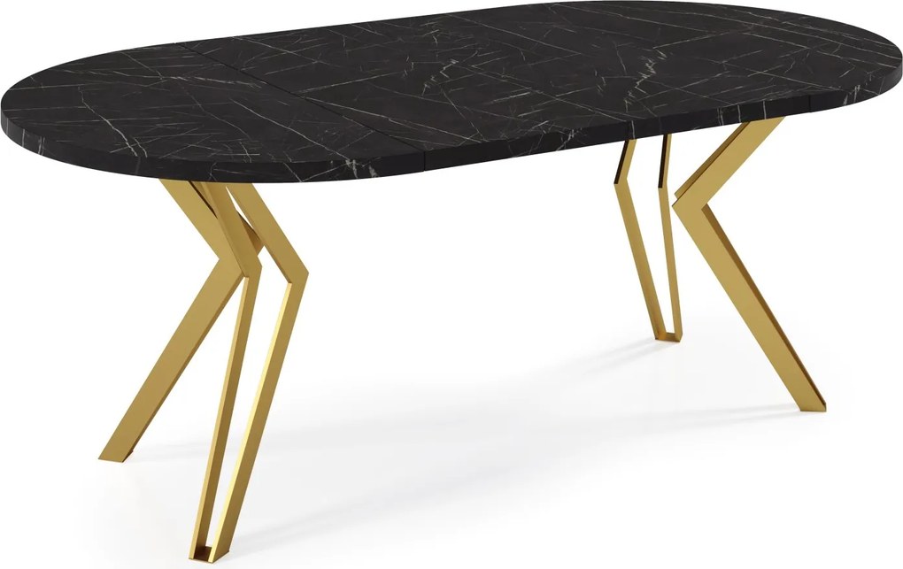 OKRÚHLY ROZKLADACÍ JEDÁLENSKÝ STÔL ETIENNE ZLATÉ NOHY 120 / 196 CM