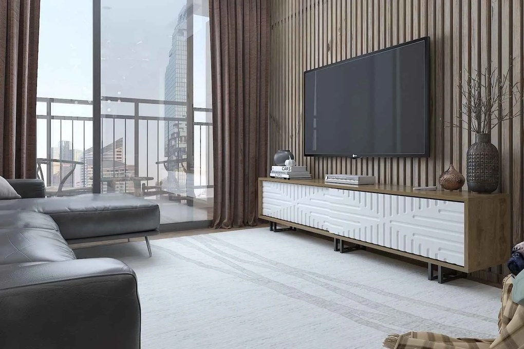 Dizajnový TV stolík Barid 180 cm dub biely