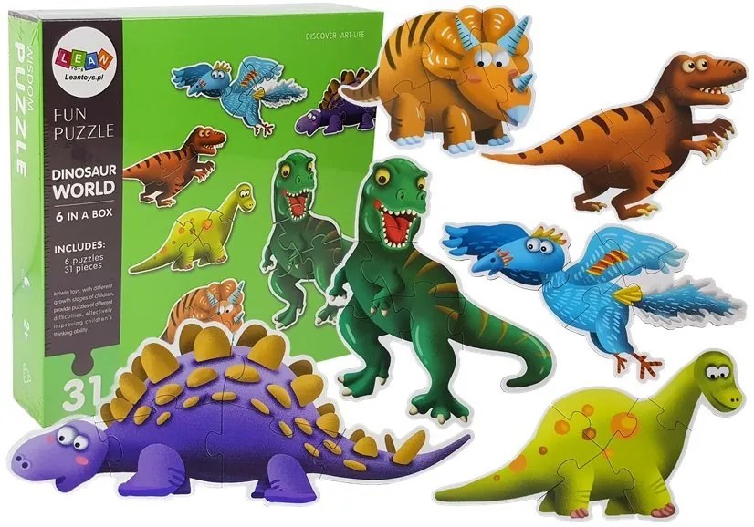 LEAN TOYS Detské puzzle pre najmenších dinosaury 31 dielikov