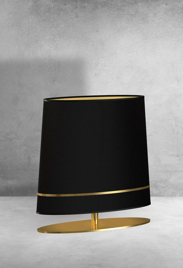 Stolná lampa Bootes, 1x čierne/zlaté textilné tienidlo, g