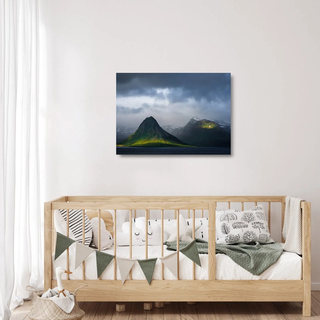 Sklenený obraz hôr (70x50 cm)