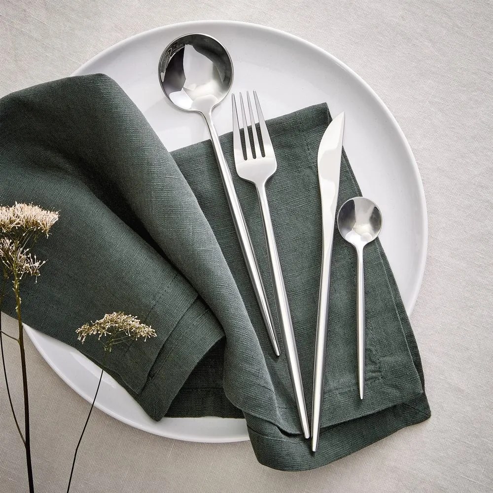 STILETTO Príbory lesklé set 4 ks – strieborná