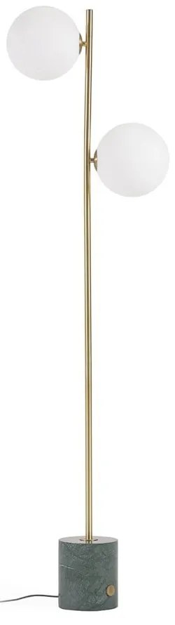 Stojacia lampa v zeleno-zlatej farbe so skleneným tienidlom (výška 161 cm) Lonela - Kave Home