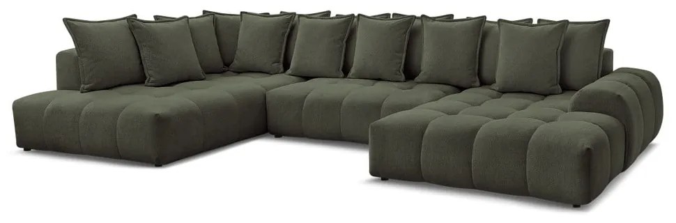 Zelená ženilková rozkladacia/s úložným priestorom rohová pohovka (ľavý roh/do tvaru "U") Everest – Bobochic Paris