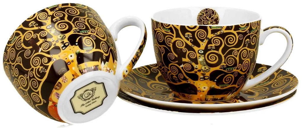 Porcelánová šálka s podšálkou Klimt Tree Of Life 250 ml sada 2ks