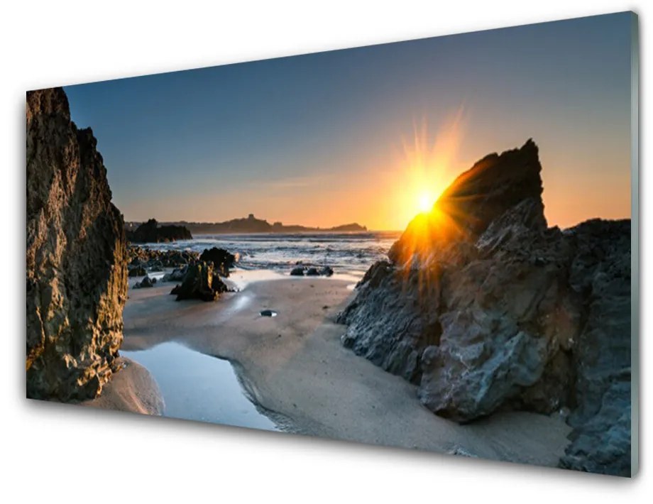 Obraz plexi Skala pláž slnko krajina 120x60 cm