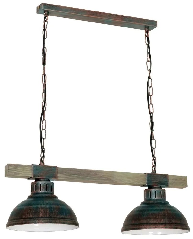 Luster na reťazi HAKON 2xE27/60W/230V patina