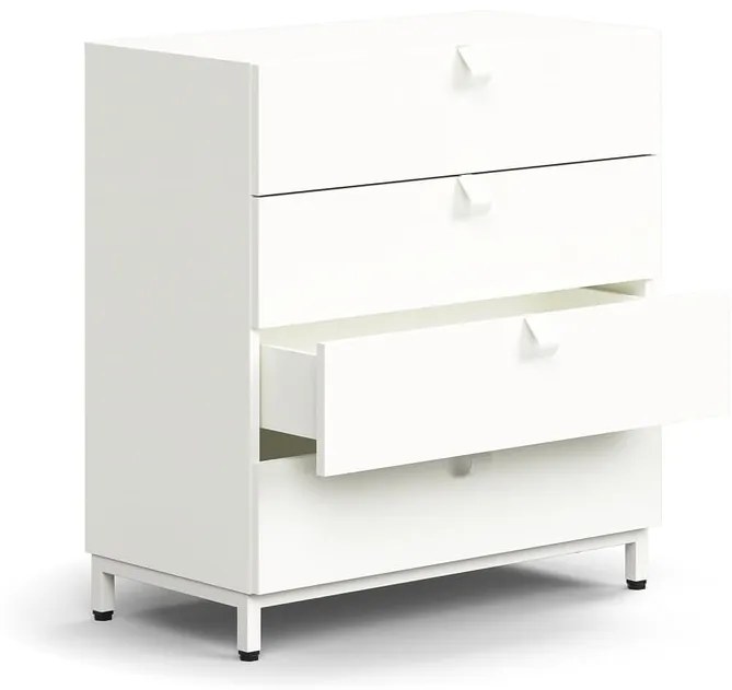 Zásuvkový kontajner QBUS, na nožičkách, s úchytkou, 868x800x400 mm, biela