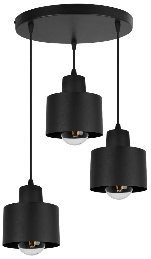 Závesné svietidlo Panta, 3x čierne kovové tienidlo, o