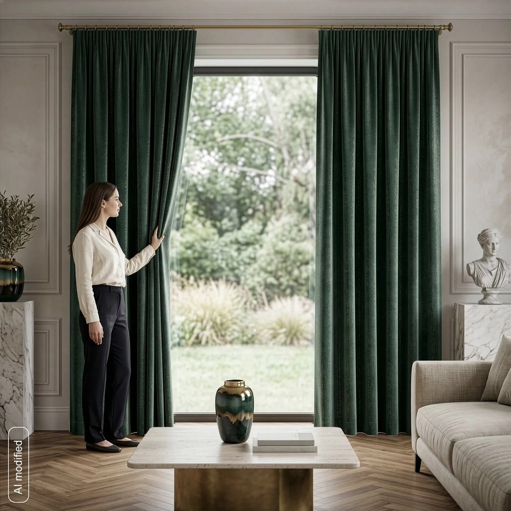 ZATEMŇOVACÍ ZÁVES NA PÁSKE JILL 140X270 CM TMAVOZELENÁ
