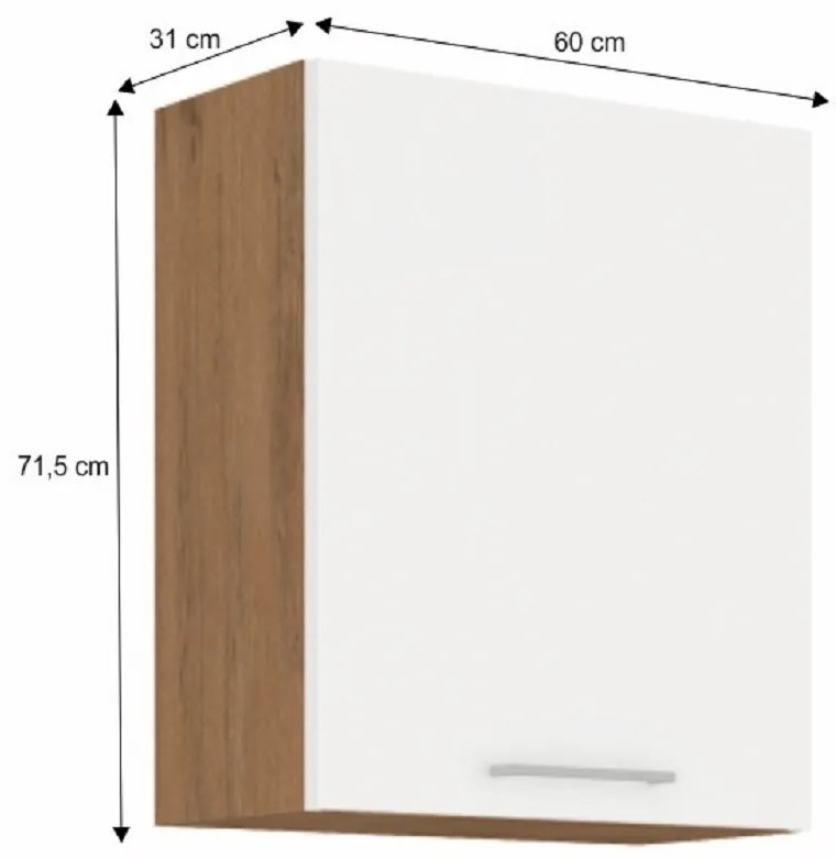 Horná kuchynská skrinka 60 G-72 1F Velaga (biely lesk + dub lancelot). Vlastná spoľahlivá doprava až k Vám domov. 1015517