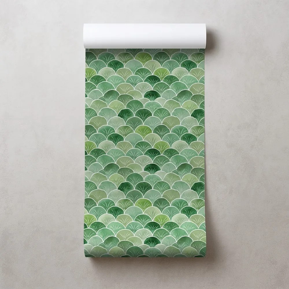 Tapeta zelené geometrické oblúky