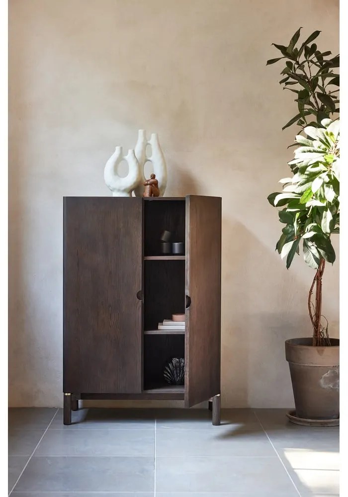 Tmavohnedá skrinka v dekore duba 90x130 cm Arun – Unique Furniture