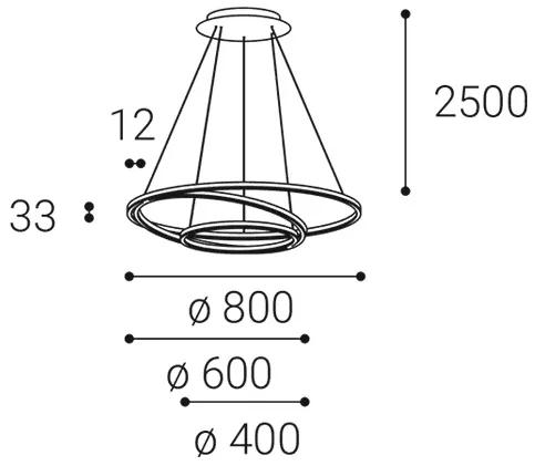LED2 Závesné LED osvetlenie na lanku CIRCLE, 136W, teplá biela, kruhové, biele