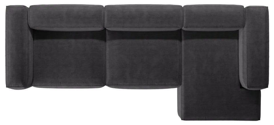 Tmavosivá menčestrová rohová pohovka (pravý roh/s leňoškou) Bergamo – Cosmopolitan Design