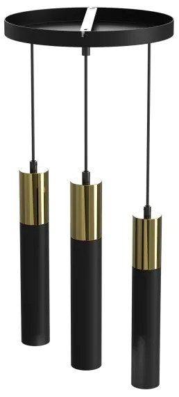 Luster na lanku CASSA 3xGU10/8W/230V čierna/zlatá