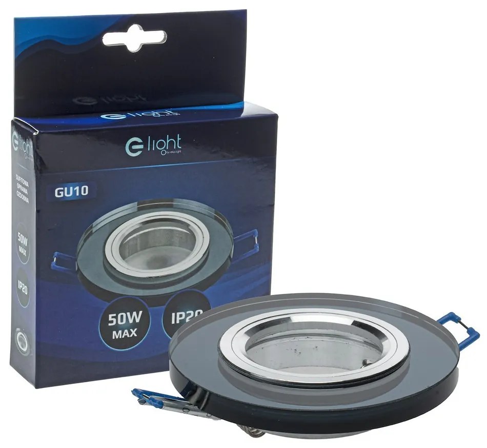 Ecolamp Podhľadové svietidlo Glass Round, 1x sklenené/čierne kovové tienidlo, b