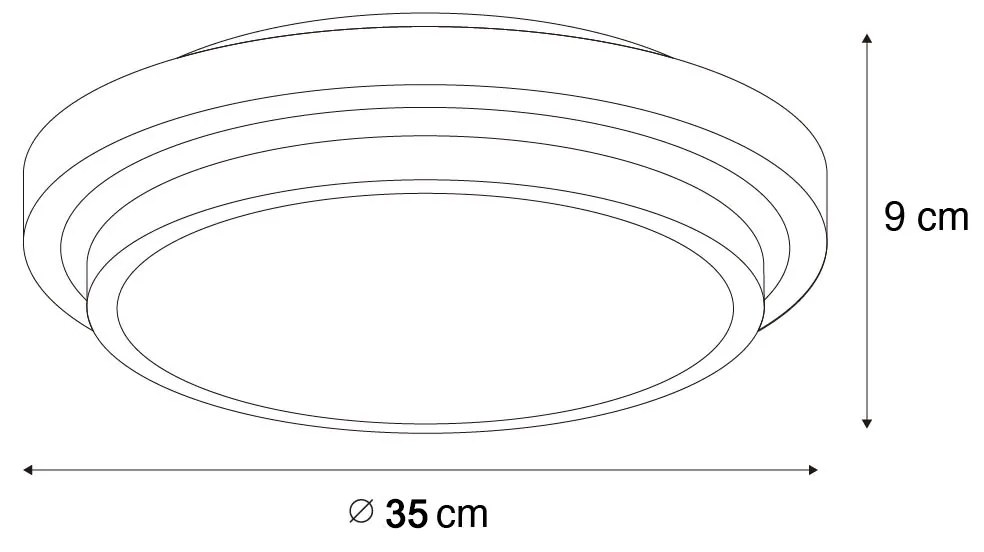 Moderné stropné svietidlo čierne s bielym 35 cm 2-svetlé IP44 - Walden