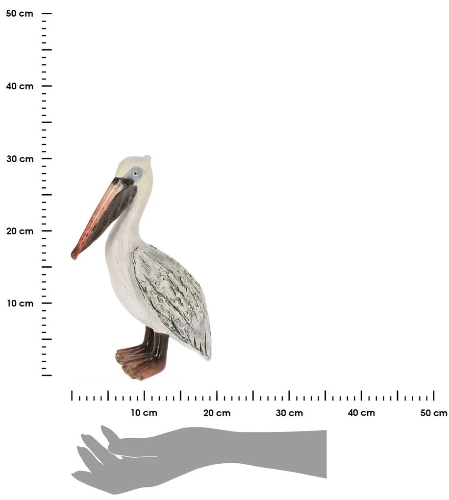 Záhradná figúrka z polyresinu Pelican, 29 cm, biela