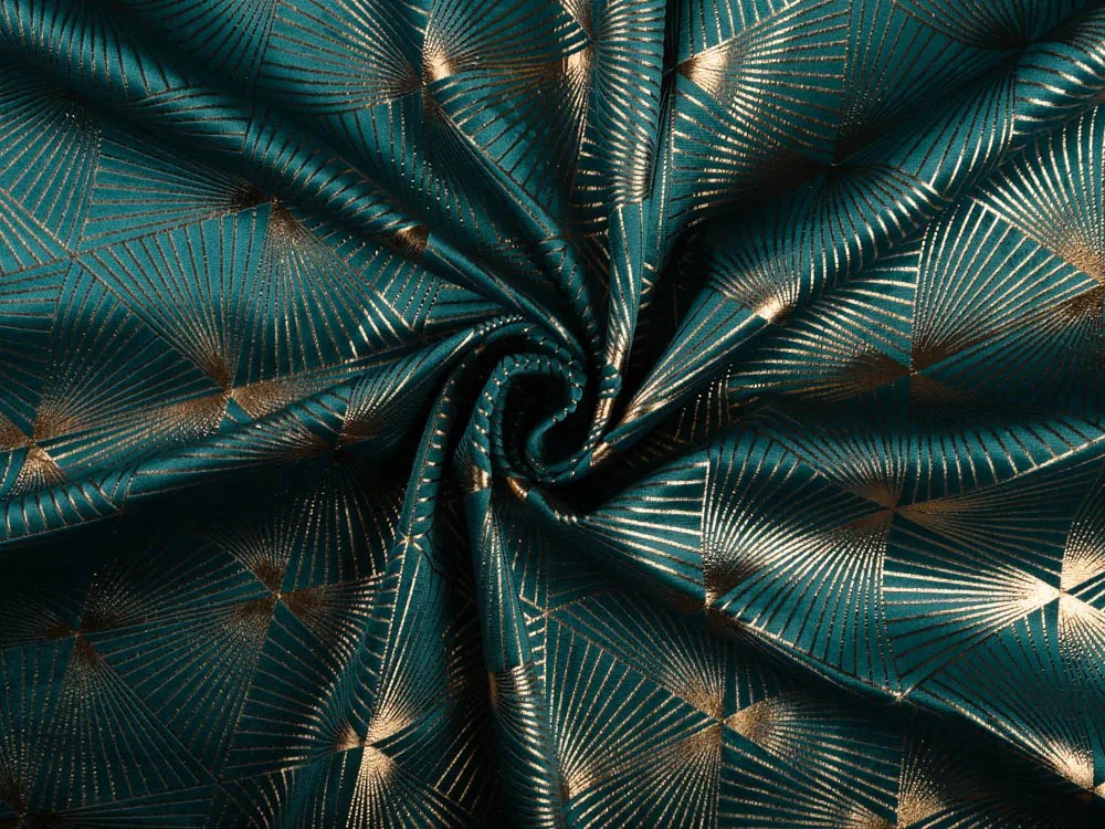 Biante Zamatové prestieranie na stôl Isabela IBL-008 Rose Gold trojuholníky na petrolejovom 35x45 cm