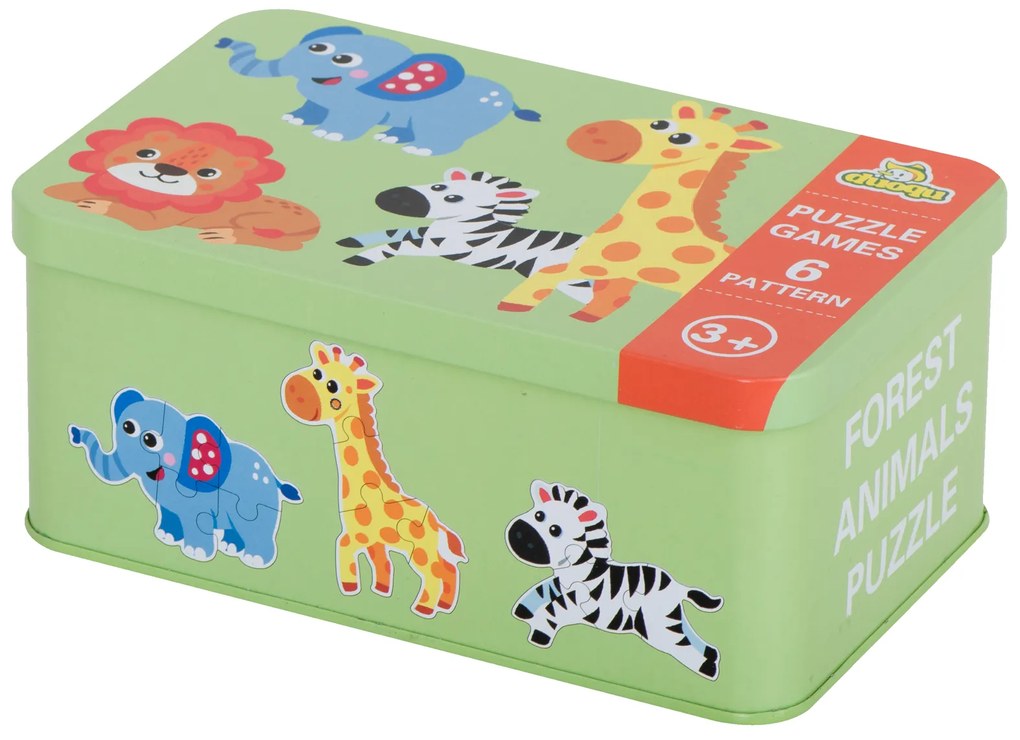 Puzzle safari zvieratká v kovovej krabice 25 prvkov