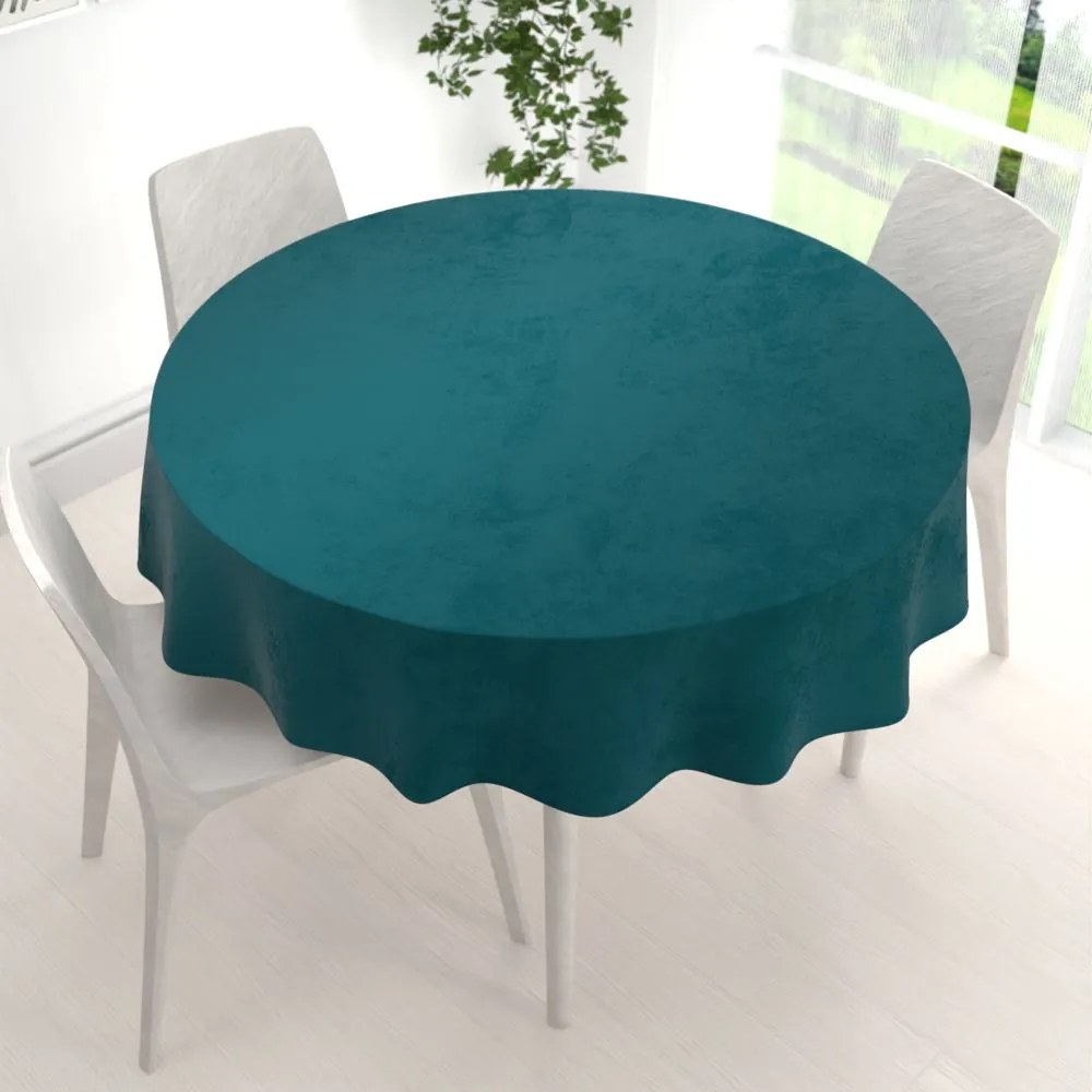 Biante Zamatový okrúhly obrus Velvet Premium SVP-025 Petrolejový Ø 140 cm